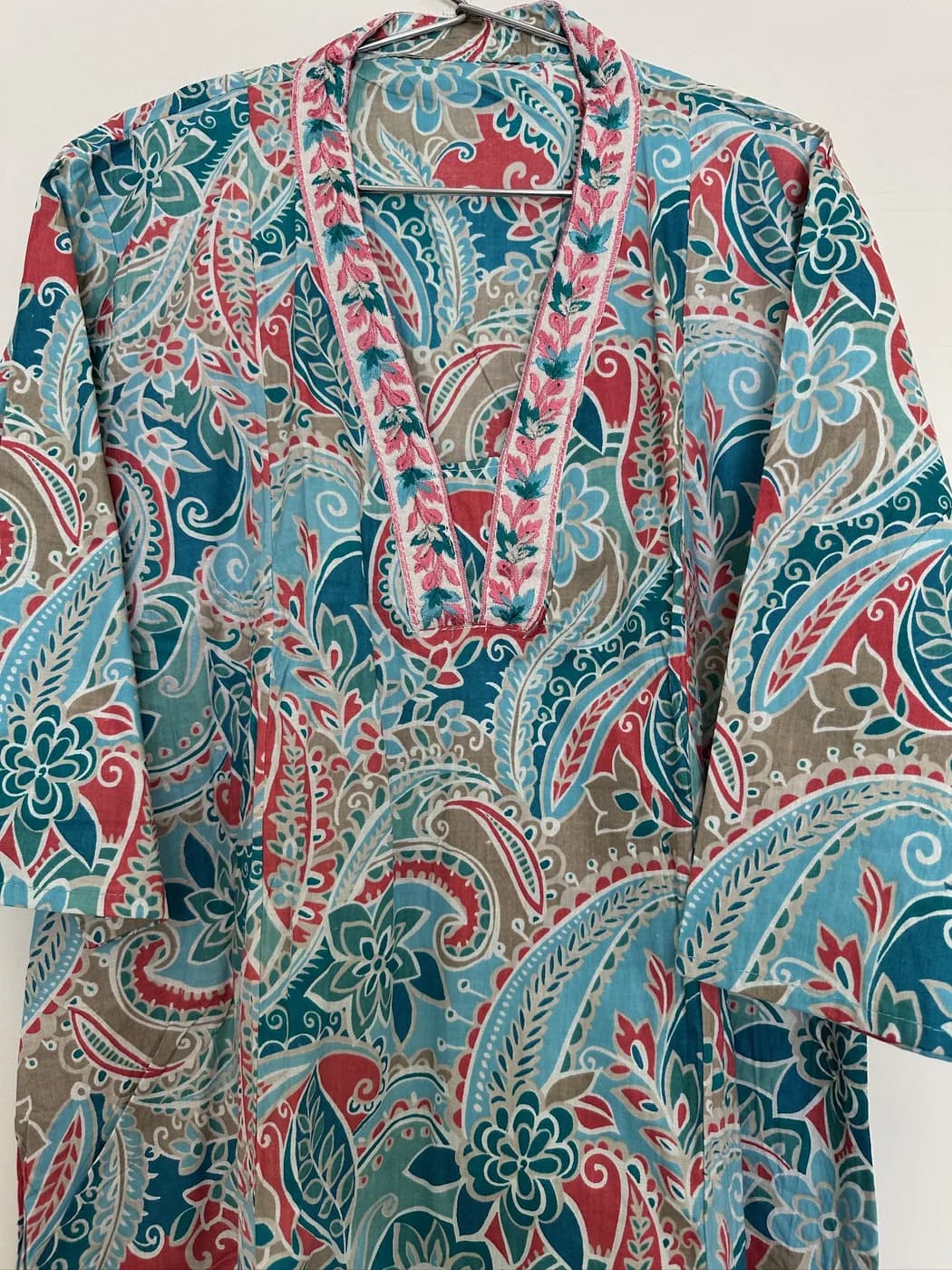 Aqua Paisley Print Kurta — view 3 of 3