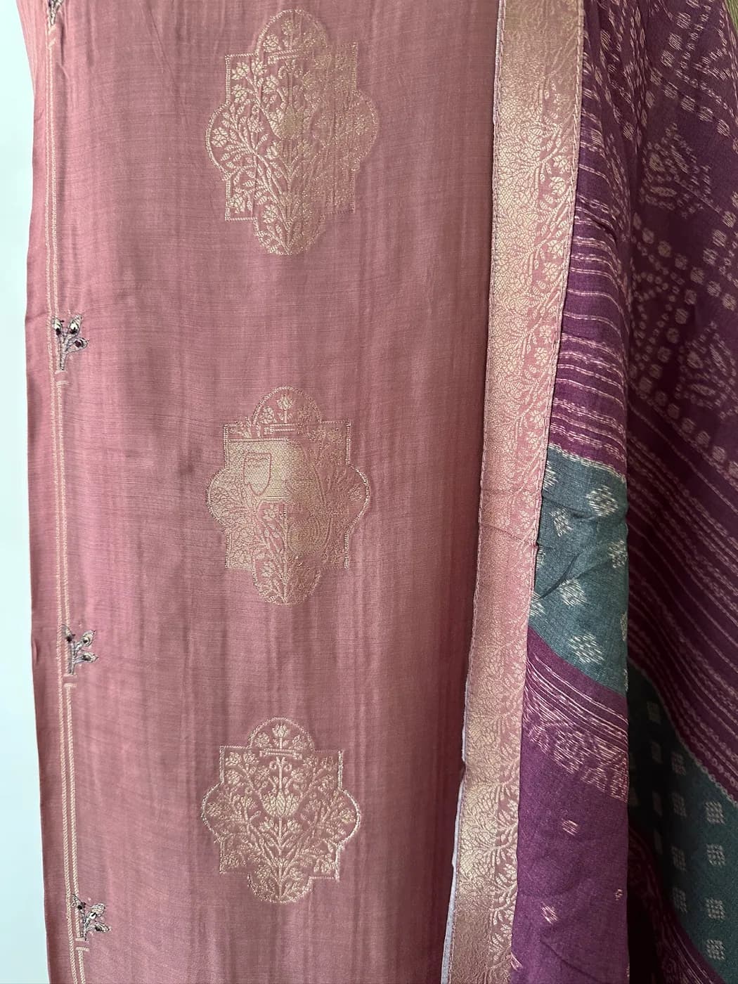 Dusty Rose Jacquard Suit — view 2 of 3