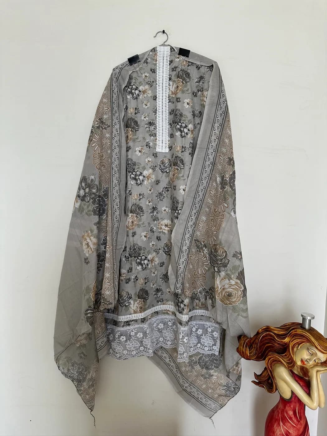 Grey Floral Lace Suit — view 2 of 3
