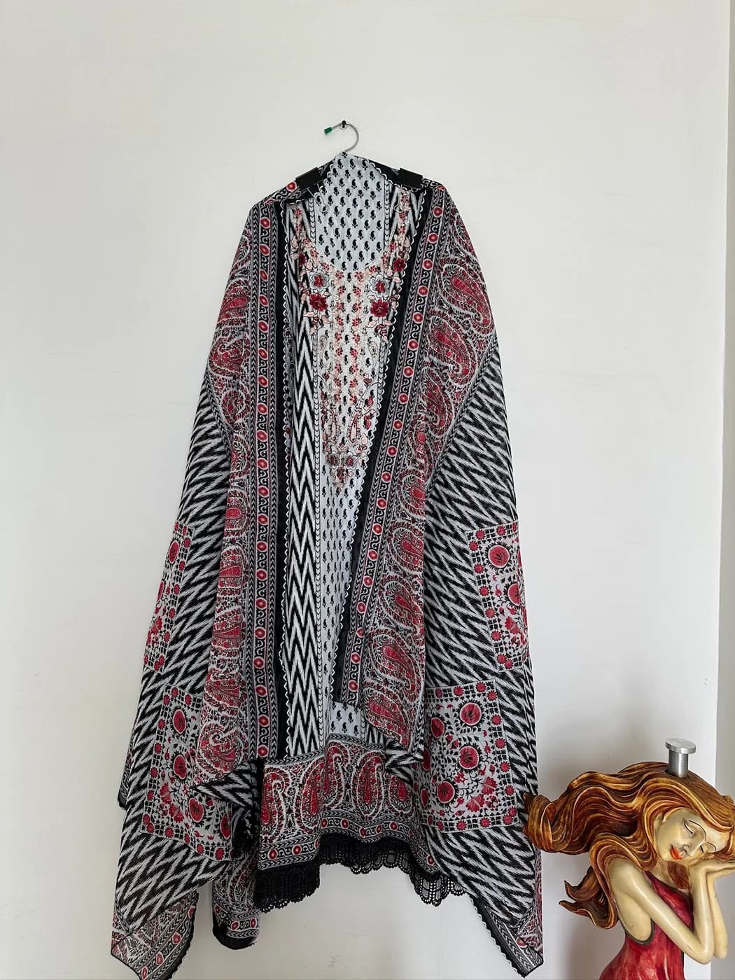 Monochrome Ajrak Print Suit — view 2 of 3