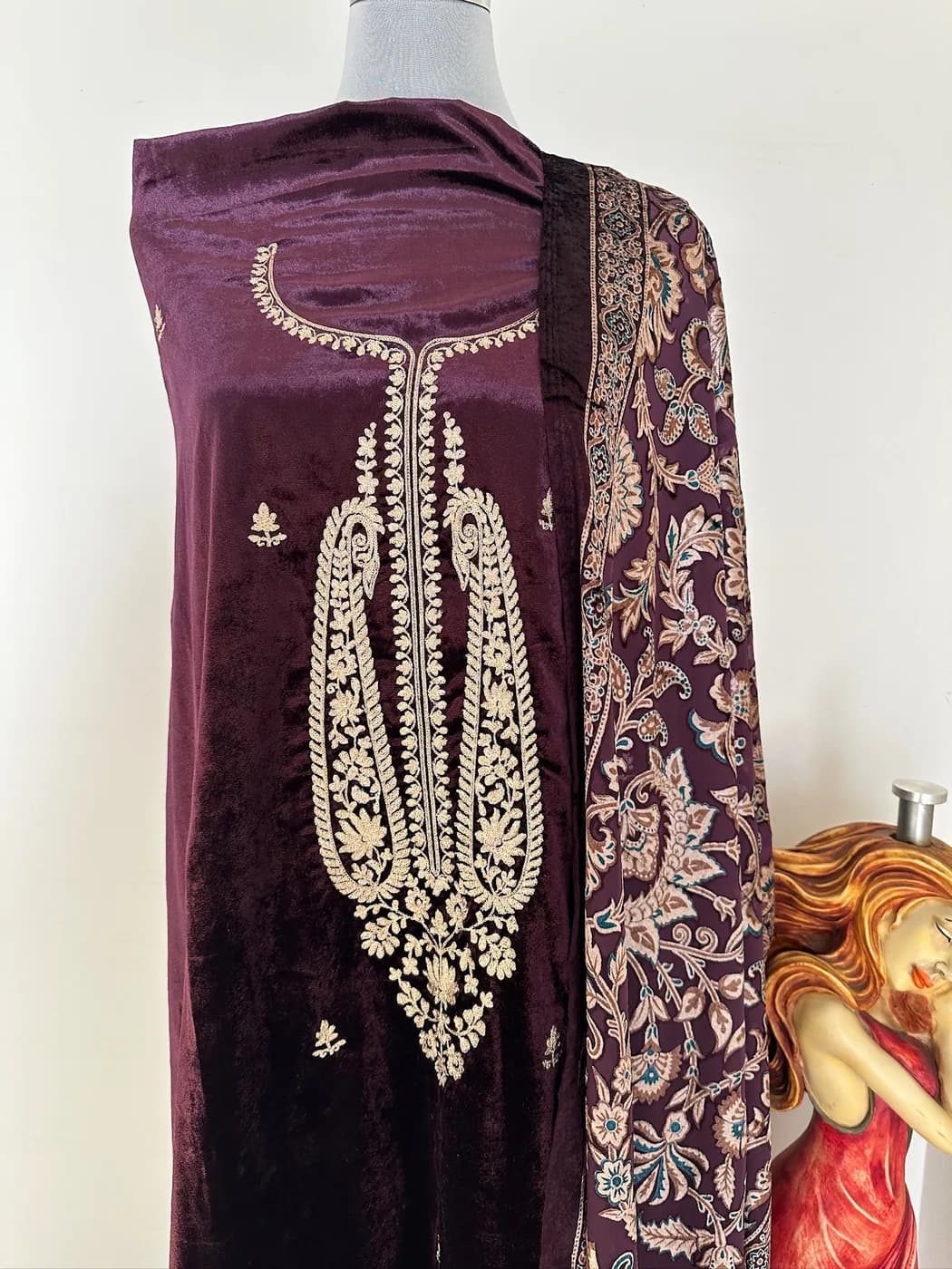 Plum Velvet Zari Suit — view 3 of 4
