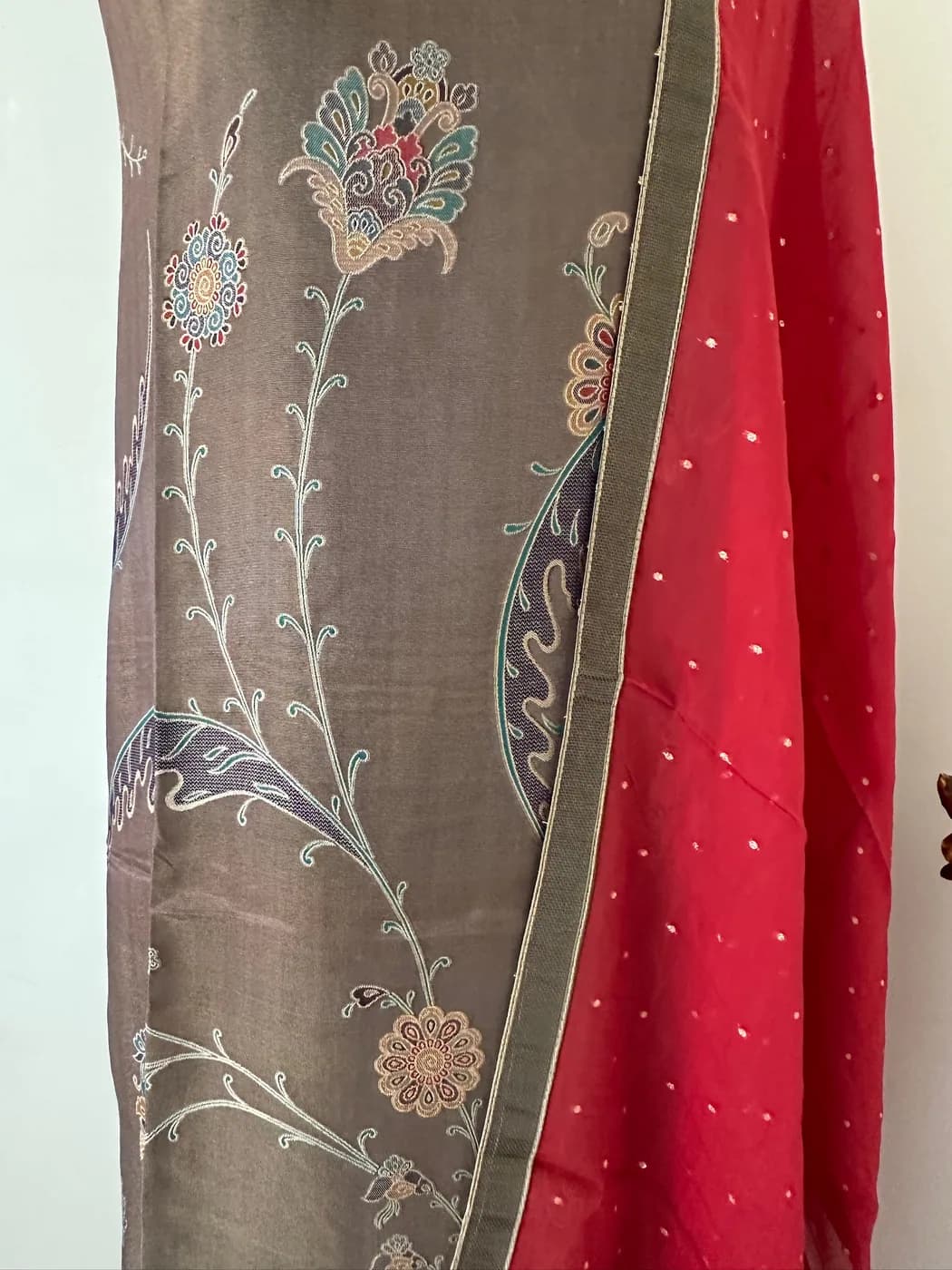 Taupe Crimson Vine Suit — view 3 of 3