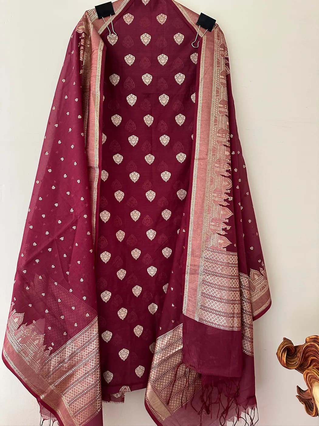 Wine Banarsi Buti Suit — view 2 of 3